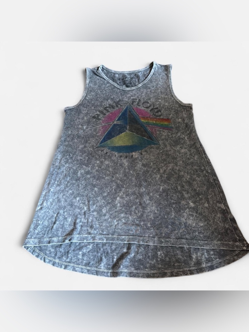 Officially Licensed Grey Acid Wash Youth Pink Floyd Tank Size Large